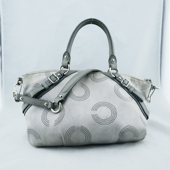 COACH Madison Dotted Op Art Sophia Silver satchel - Picture 4 of 7